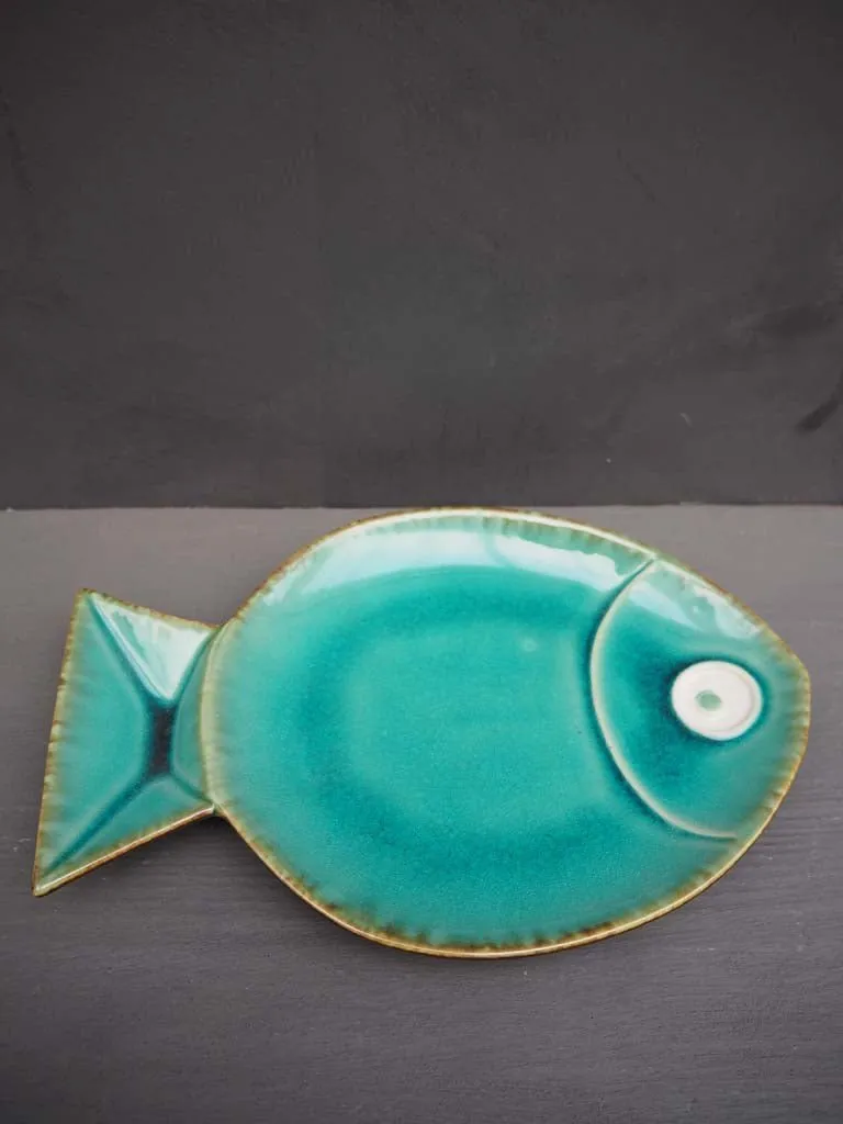 Turquoise Ceramic Fish Plate