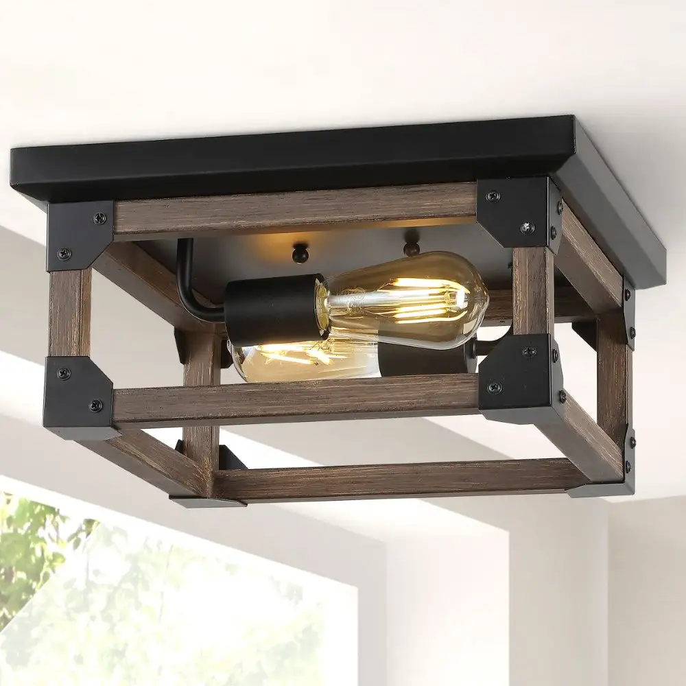 Iron Rustic Farmhouse LED Flush Mount