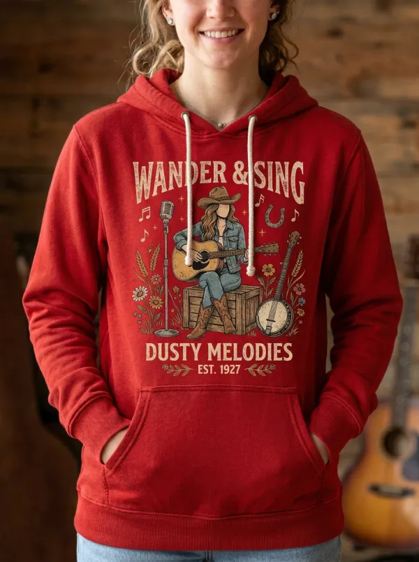 Festival Banjo Guitar Country Music Graphic Hoodie