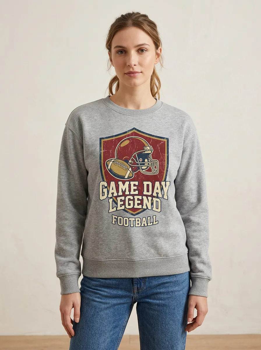 Women's Football Lover Game Day Legend Helmet Graphic Sweatshirt
