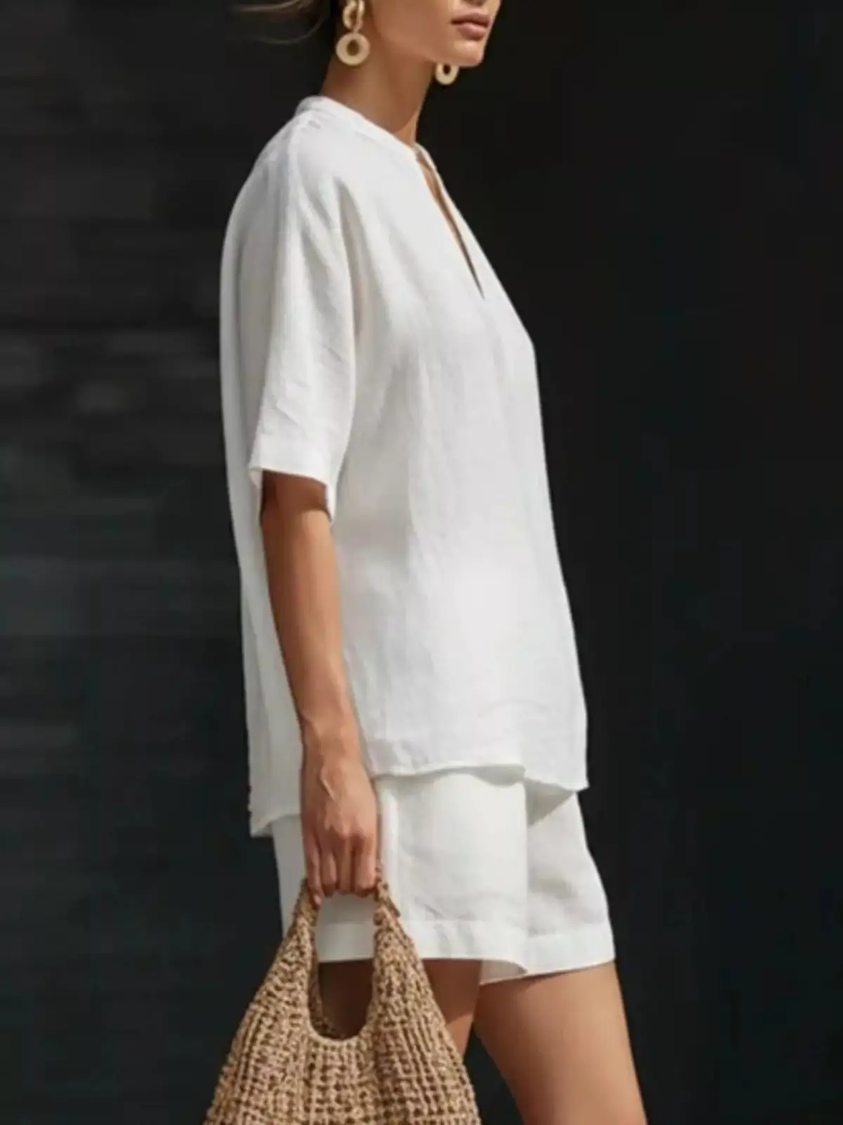 Modern Refined Pocketed Top and Shorts Matching Set
