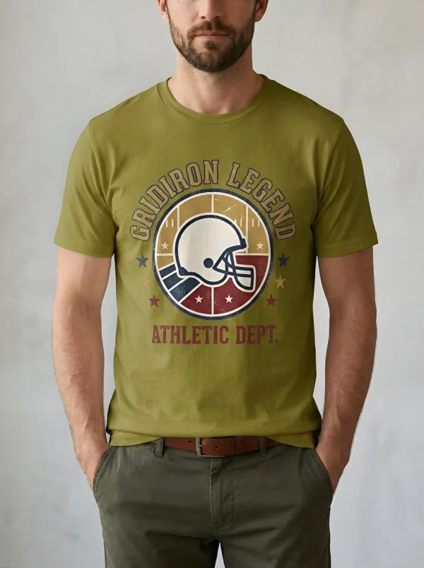 Men's Football Lover Gridiron Legend Helmet Graphic T-shirt