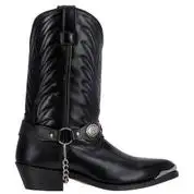 Men's Leather Motorcycle Harness Fancy Stitched Decorative Boots