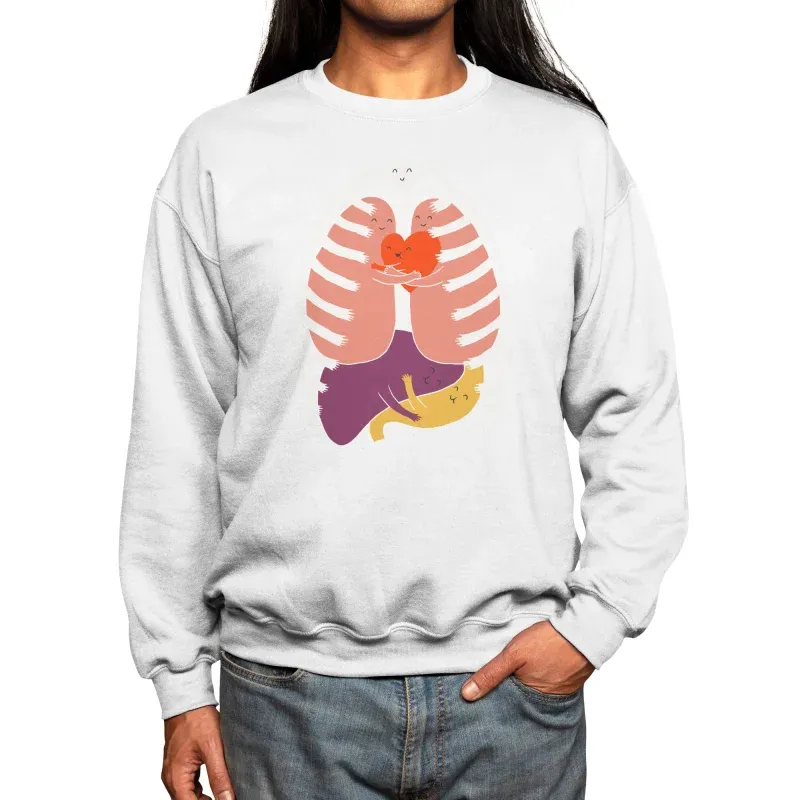 Cute Hugging Organs Design Sweatshirt