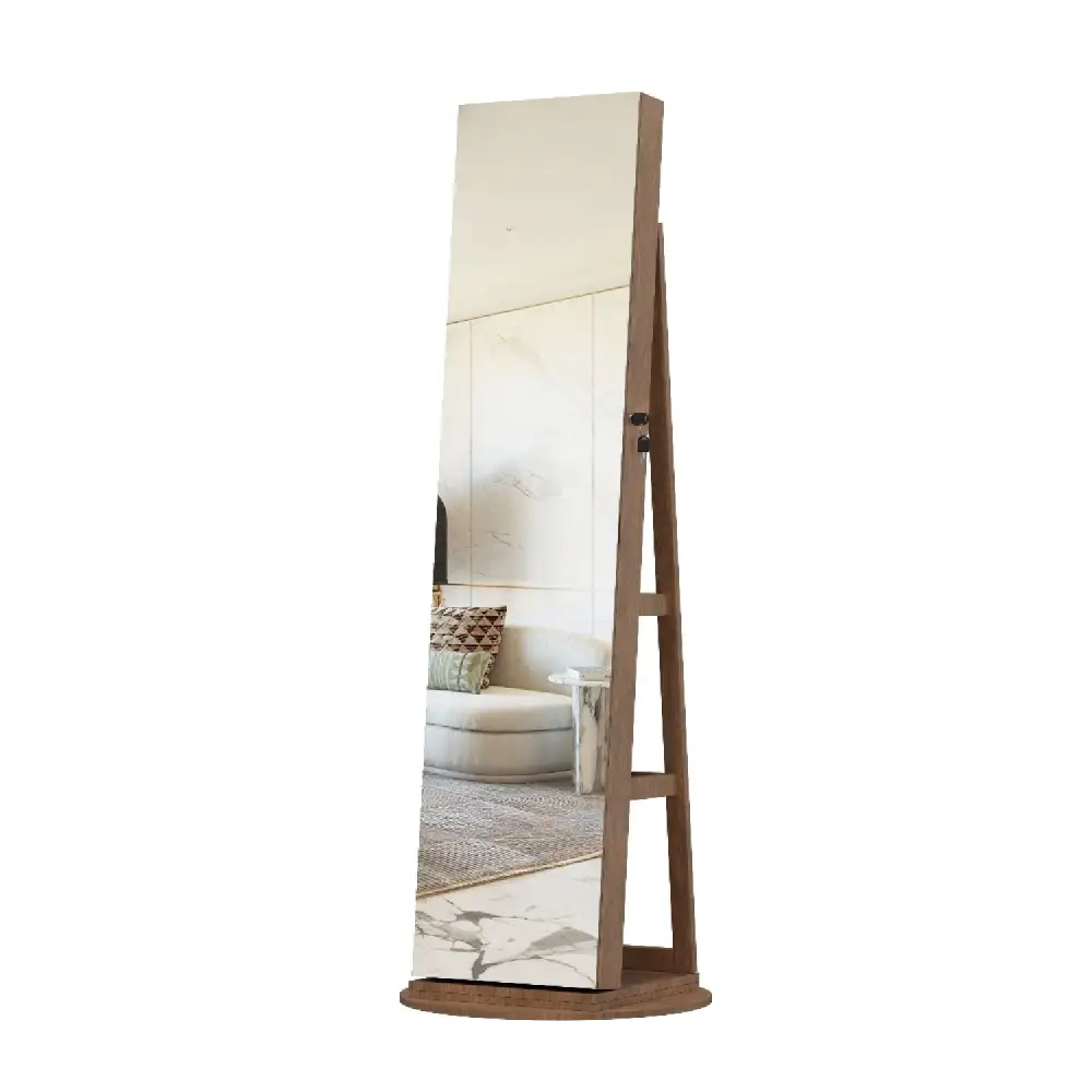 Rotating Jewelry Armoire with Full-Length Mirror
