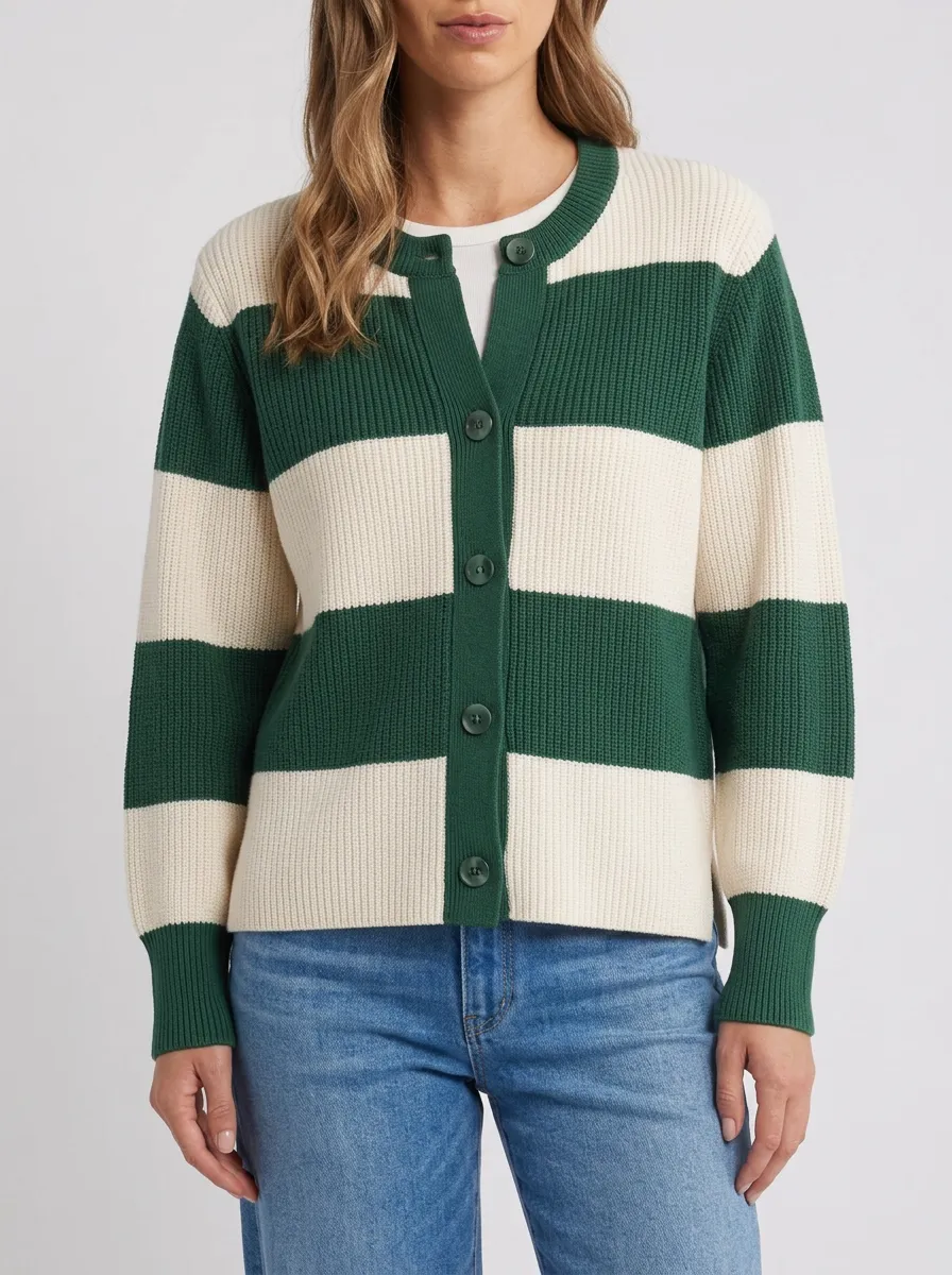 Striped Rugby Striped Knit Cardigan