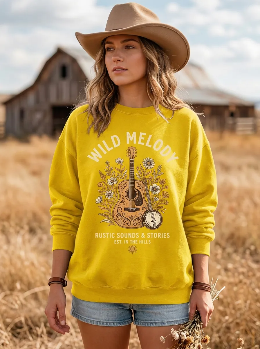 Rustic Women's Country Music Crew Neck Sweatshirt