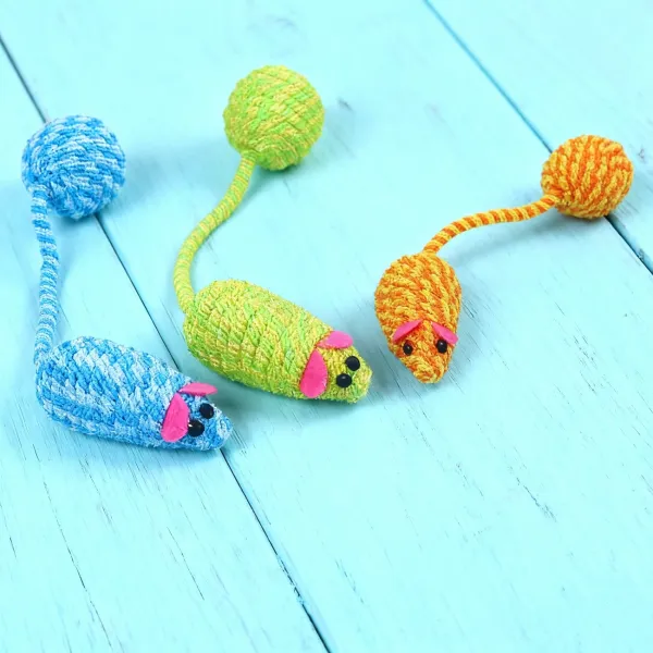 3 Pcs Textured Mouse Cat Toy