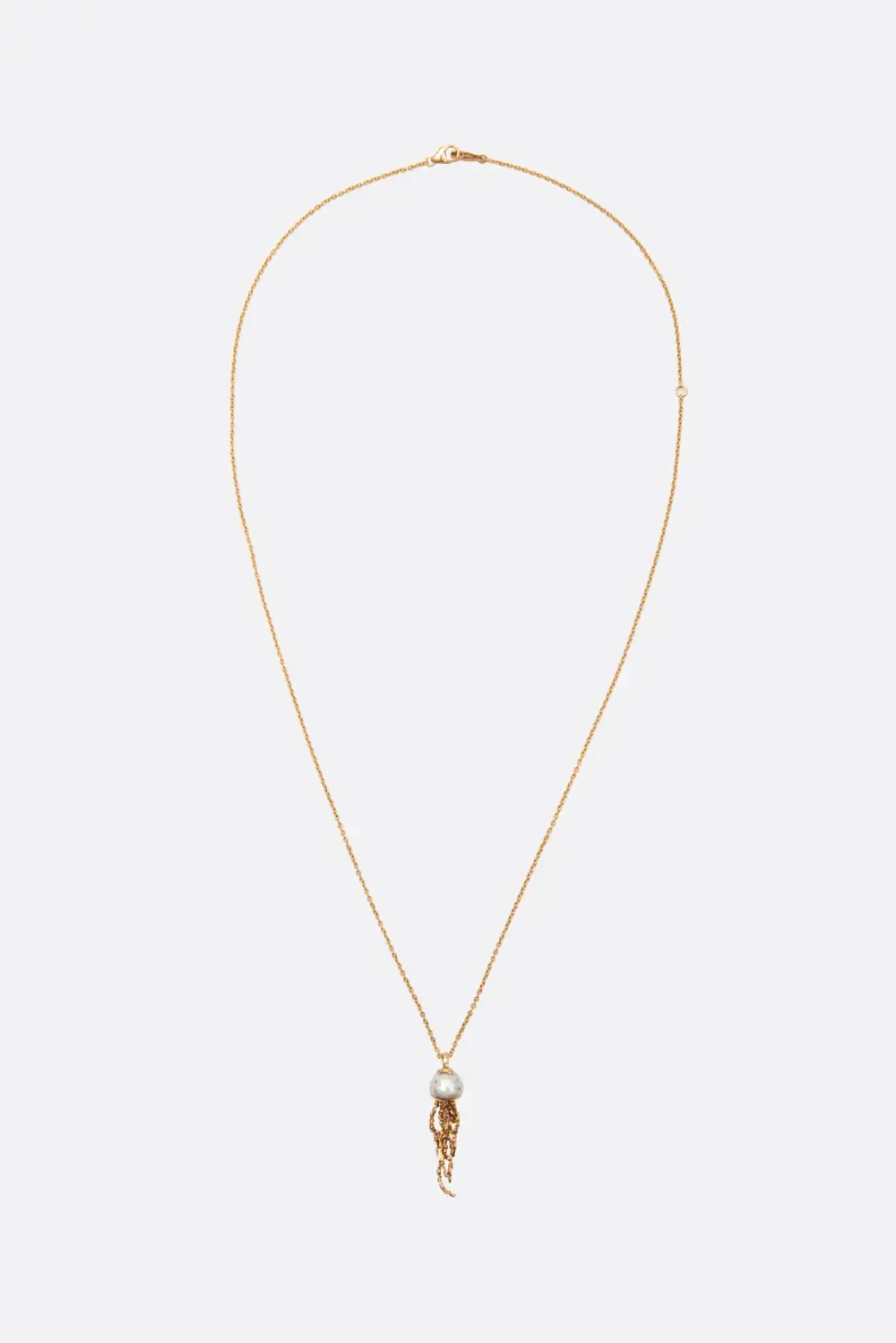 Refined Pearl Gold Tone Chain Necklace