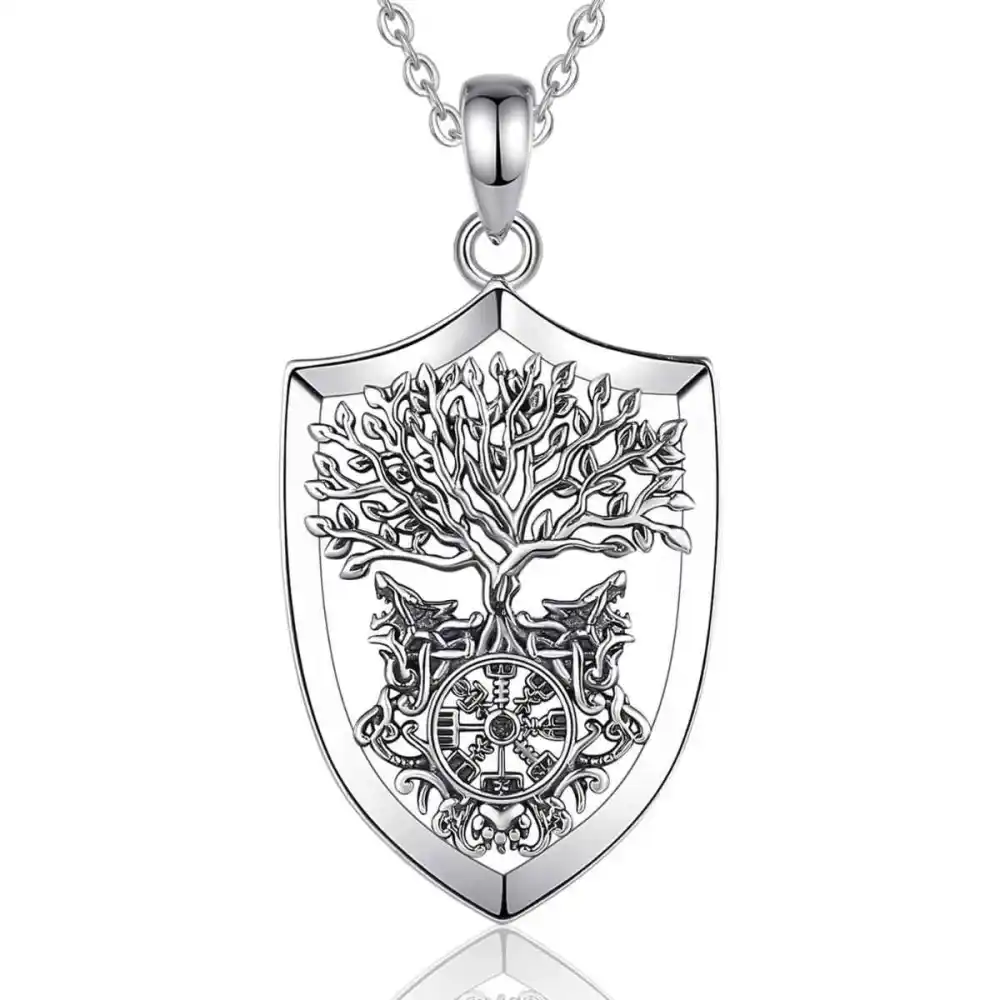 Men's Yggdrasil Shield Pendant Necklace