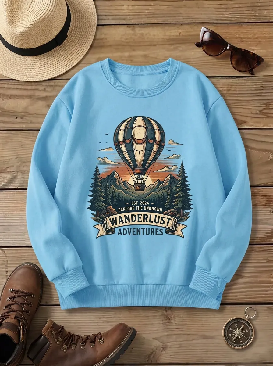 Unisex Wanderlust Adventure Hot Air Balloon Sweatshirt