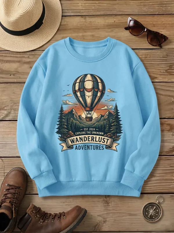Unisex Wanderlust Adventure Hot Air Balloon Sweatshirt