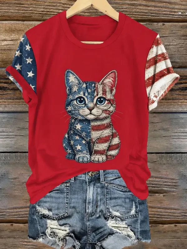 Women's 250 Years Of Freedom Flower Art Print T-shirt