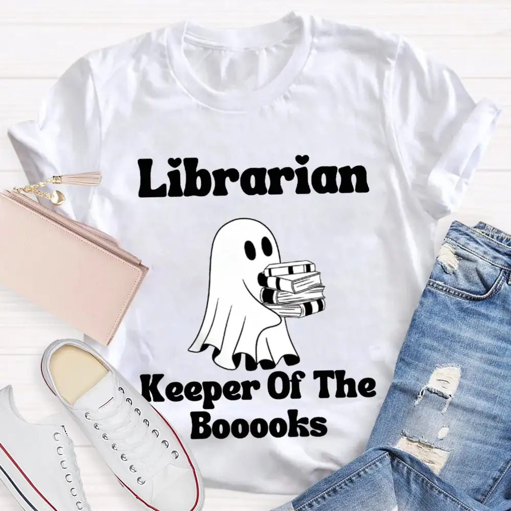 Librarian Keeper Of The Booooks Funny Halloween Spooky Librarian T-Shirt
