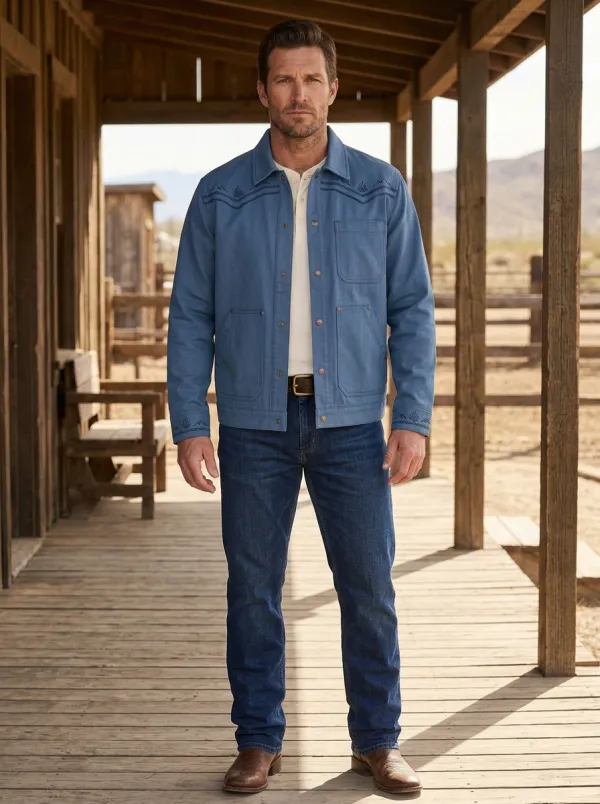 Desert Range Mountain Embroidered Prairie Look Men's Western Jacket