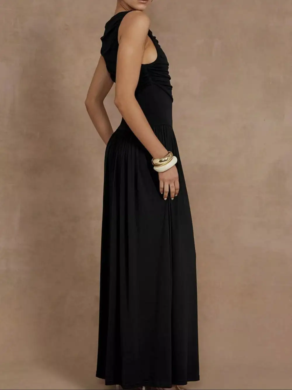 Full Size Ruched Sleeveless Maxi Dress Plus Size