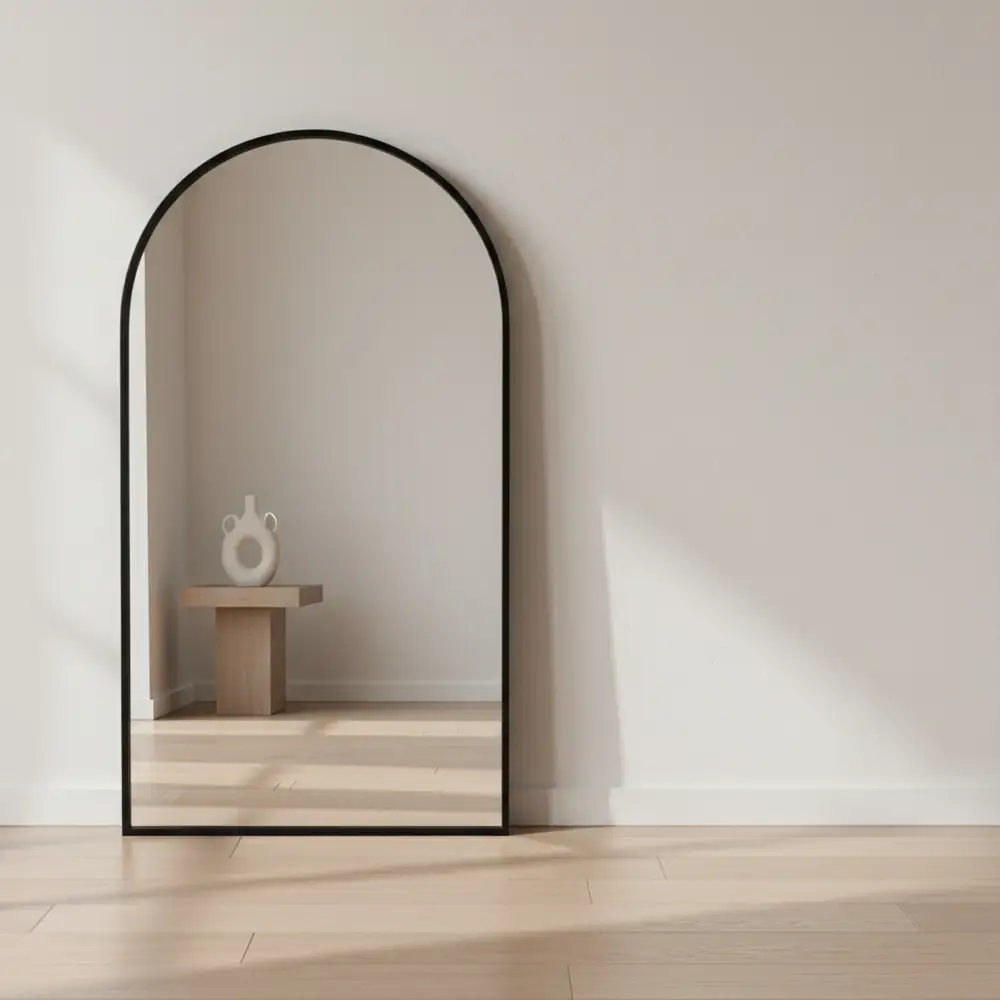 Modern Metal Frame Arched Wall Mirror