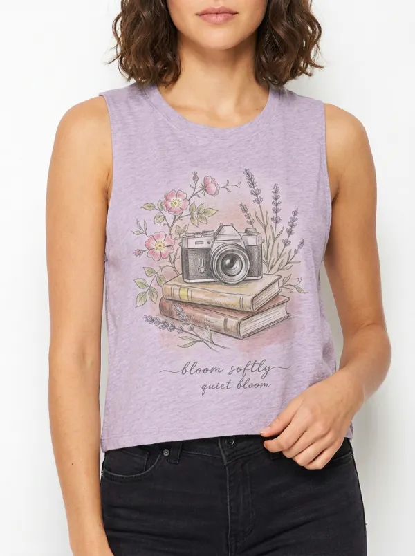 Women's Photography Book Lover Floral Printed Tank Top