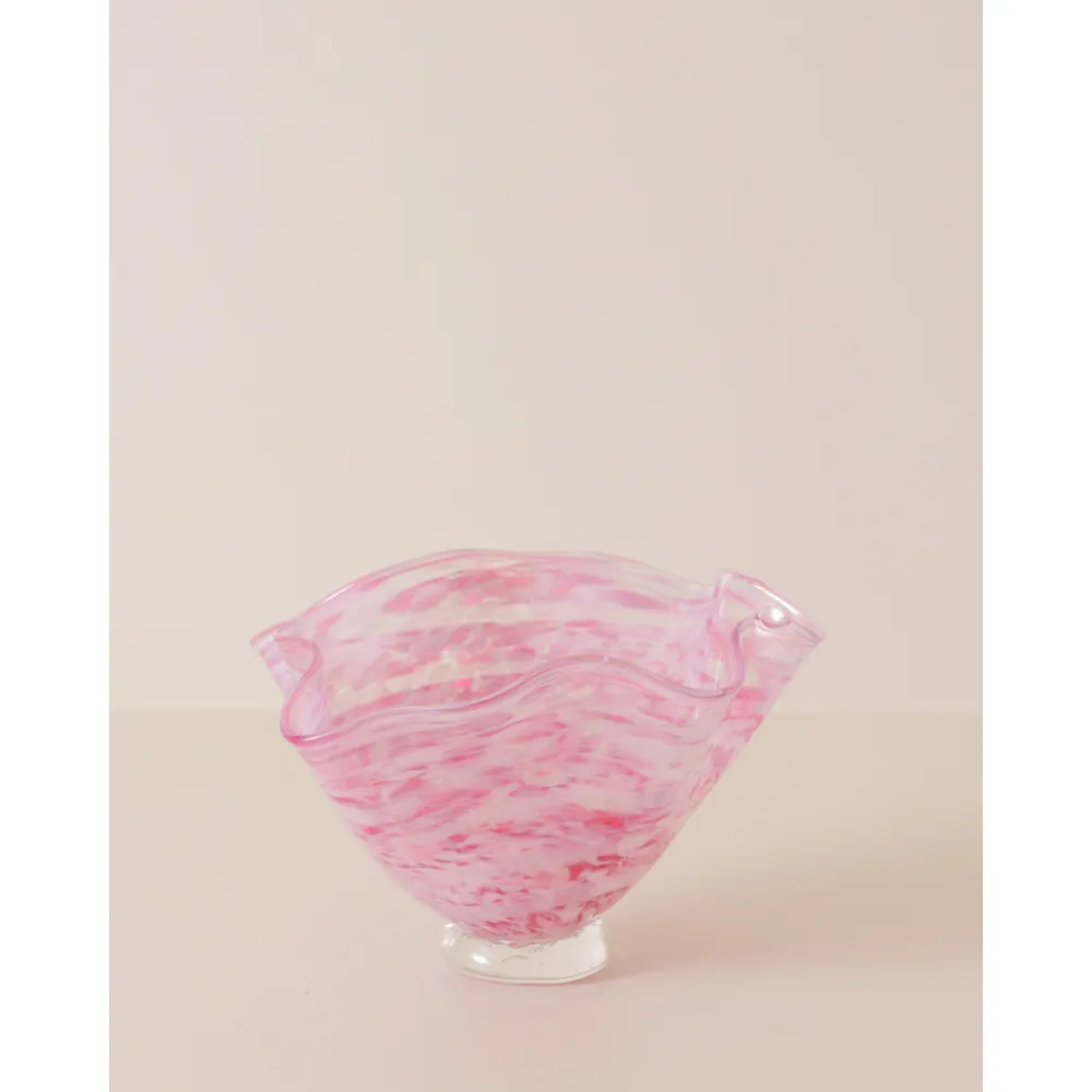 Ornamental Confetti Art Glass Wavy Bowl
