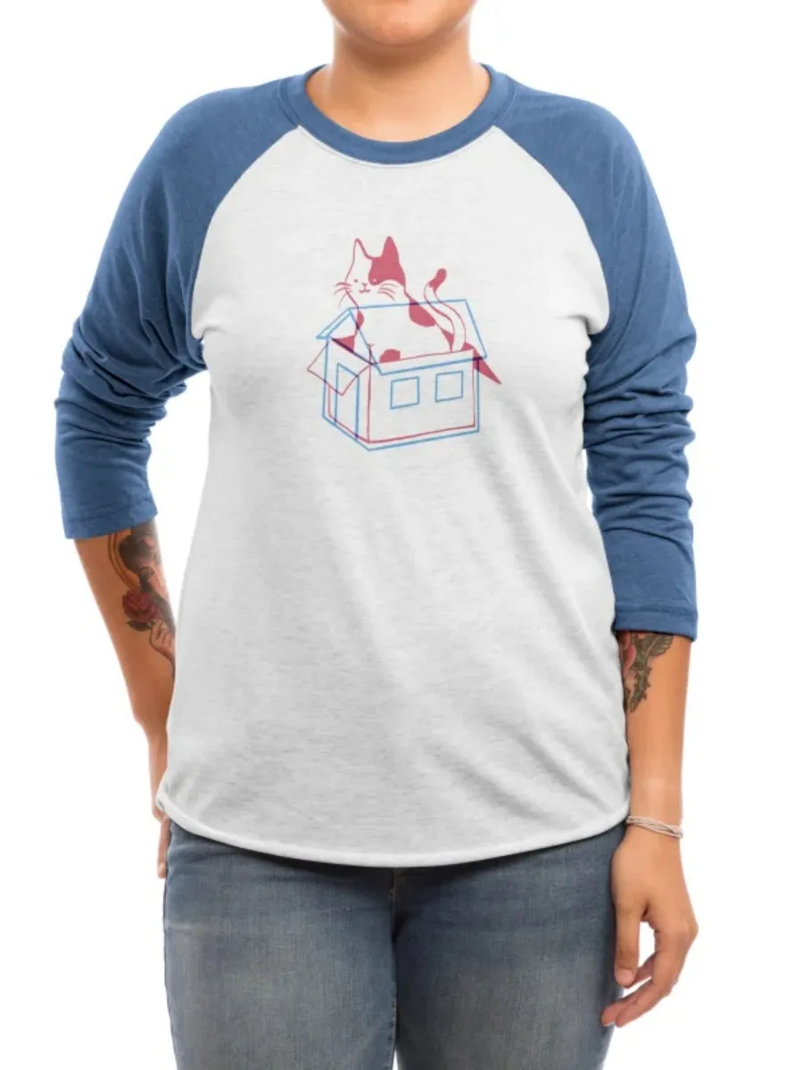 Cute Cat In Box Print T-Shirt