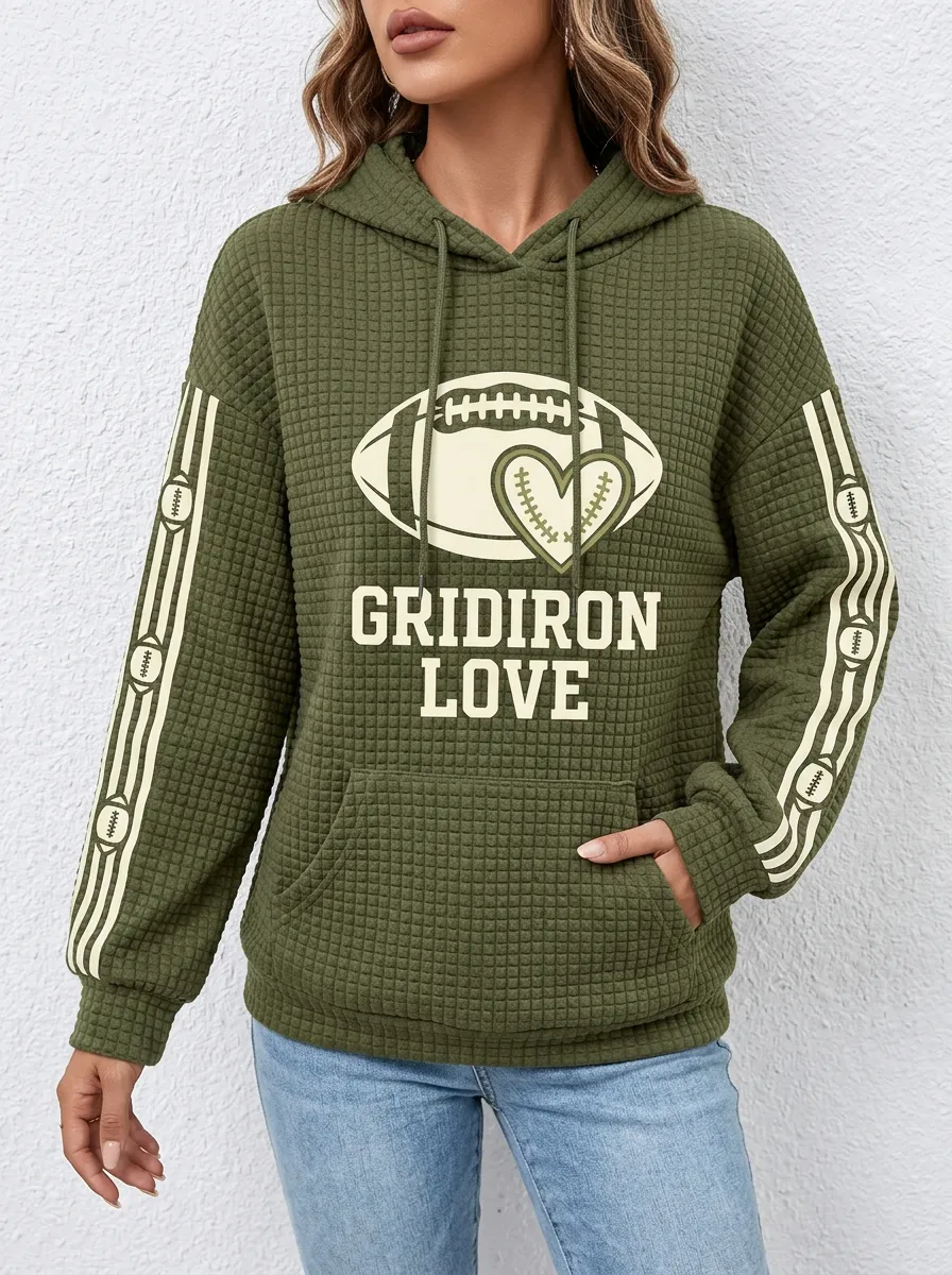 Women's Graphic Gridiron Heart Ball Love Graphic Hoodie