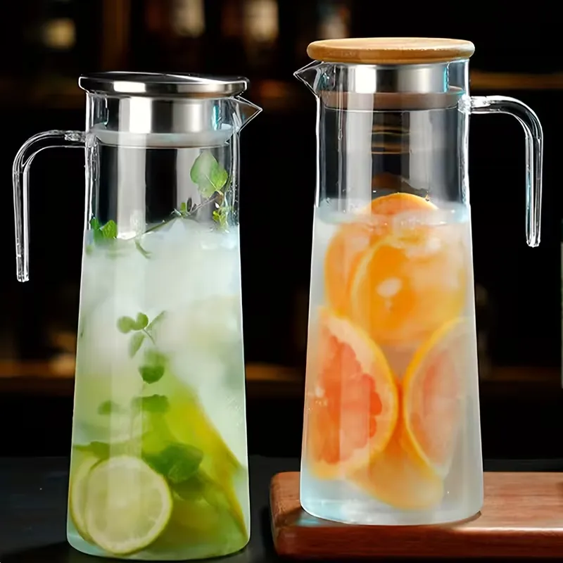 Glass Beverage Pitcher with Lid