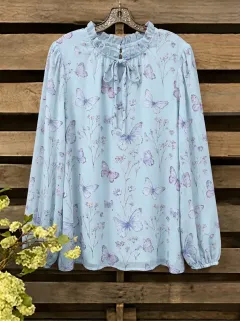 Butterfly Floral Women's Loose Printed Blouse
