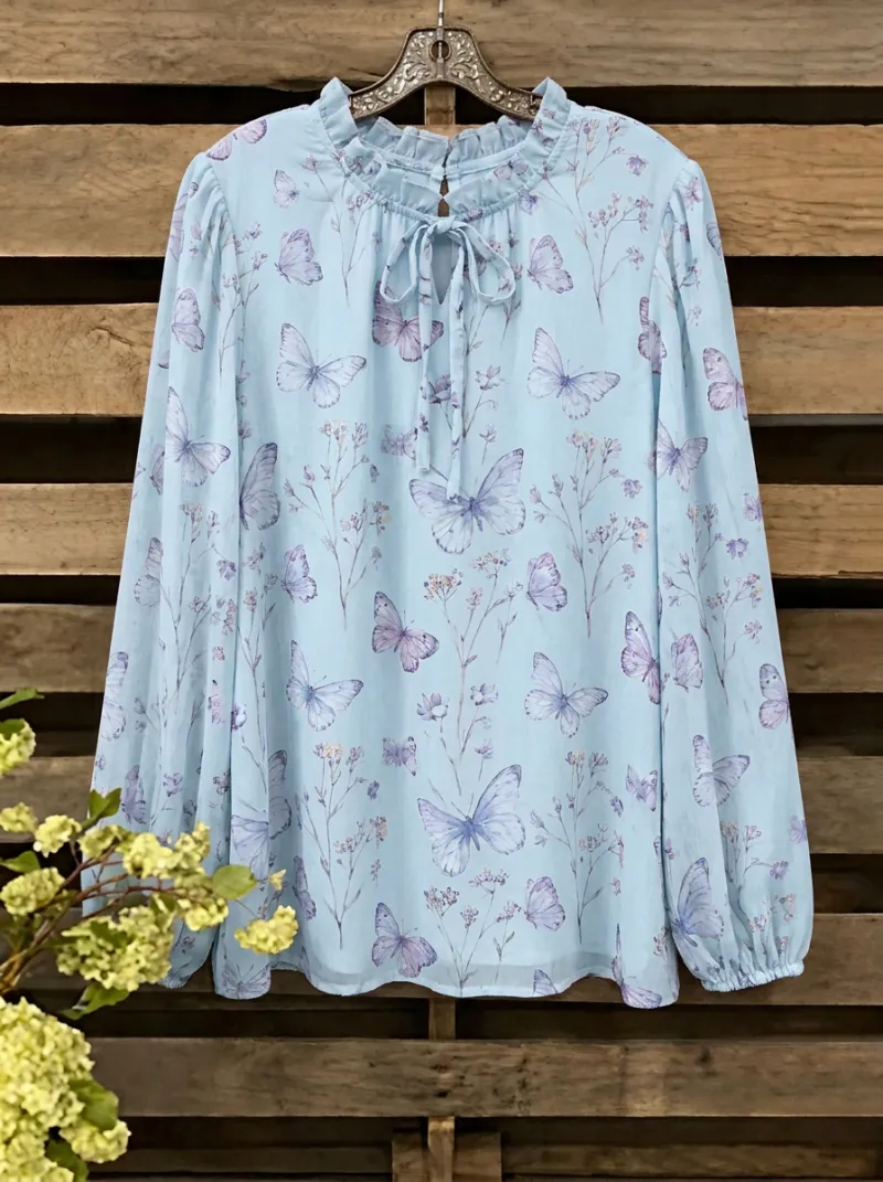 Butterfly Floral Women's Loose Printed Blouse