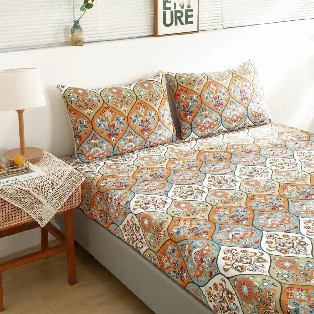 Floral Paisley Bohemian Botanical Sheet Bedding Set