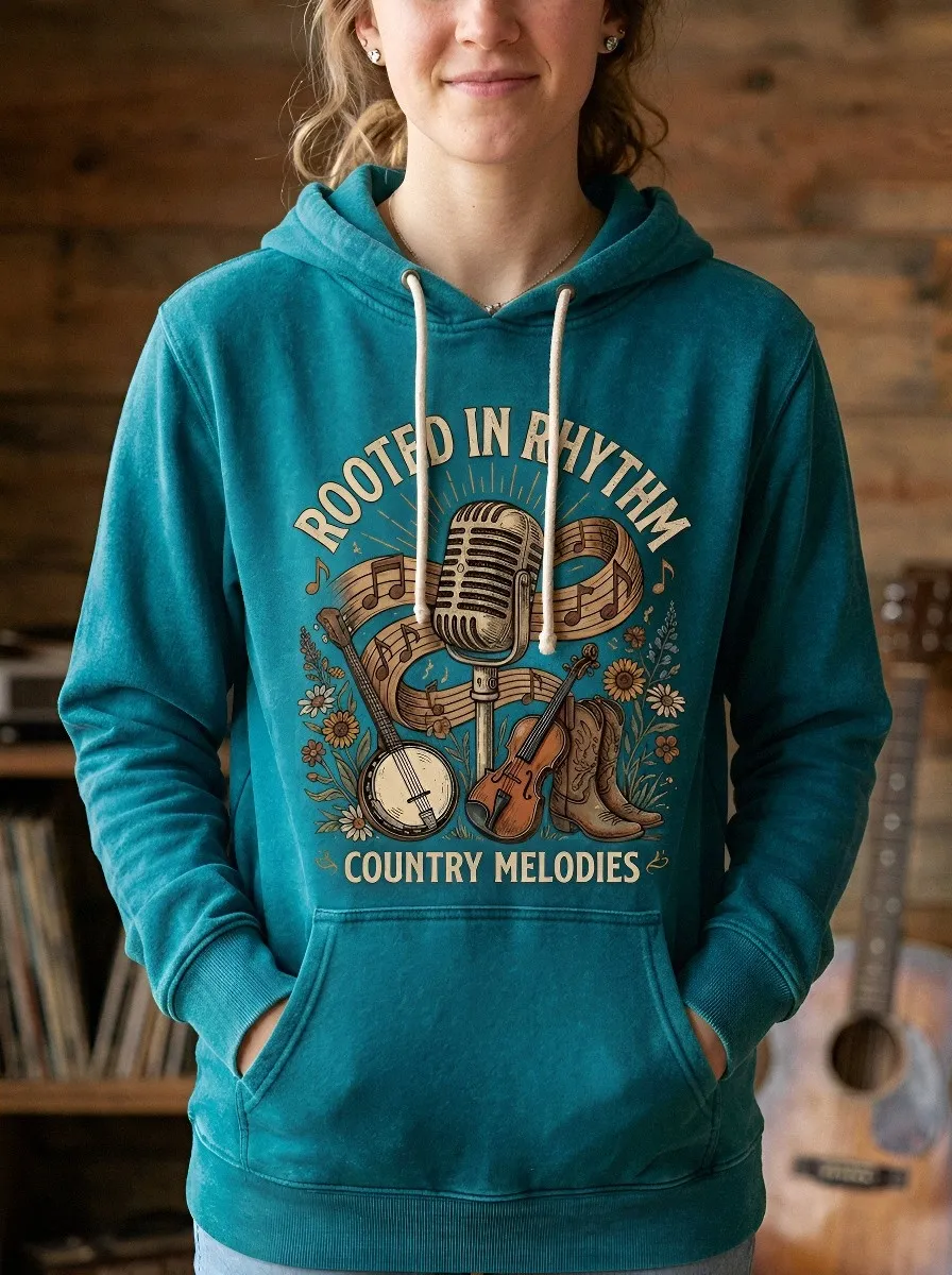 Banjo Microphone Country Music Graphic Hoodie
