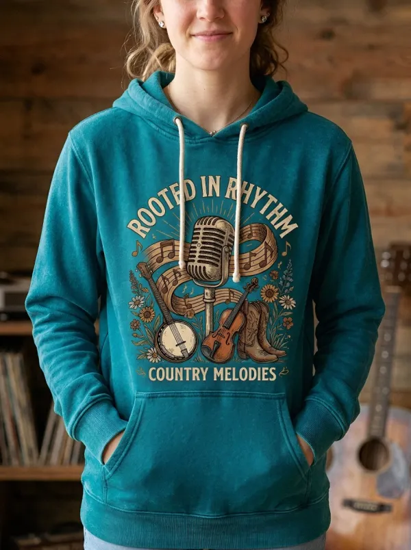 Banjo Microphone Country Music Graphic Hoodie