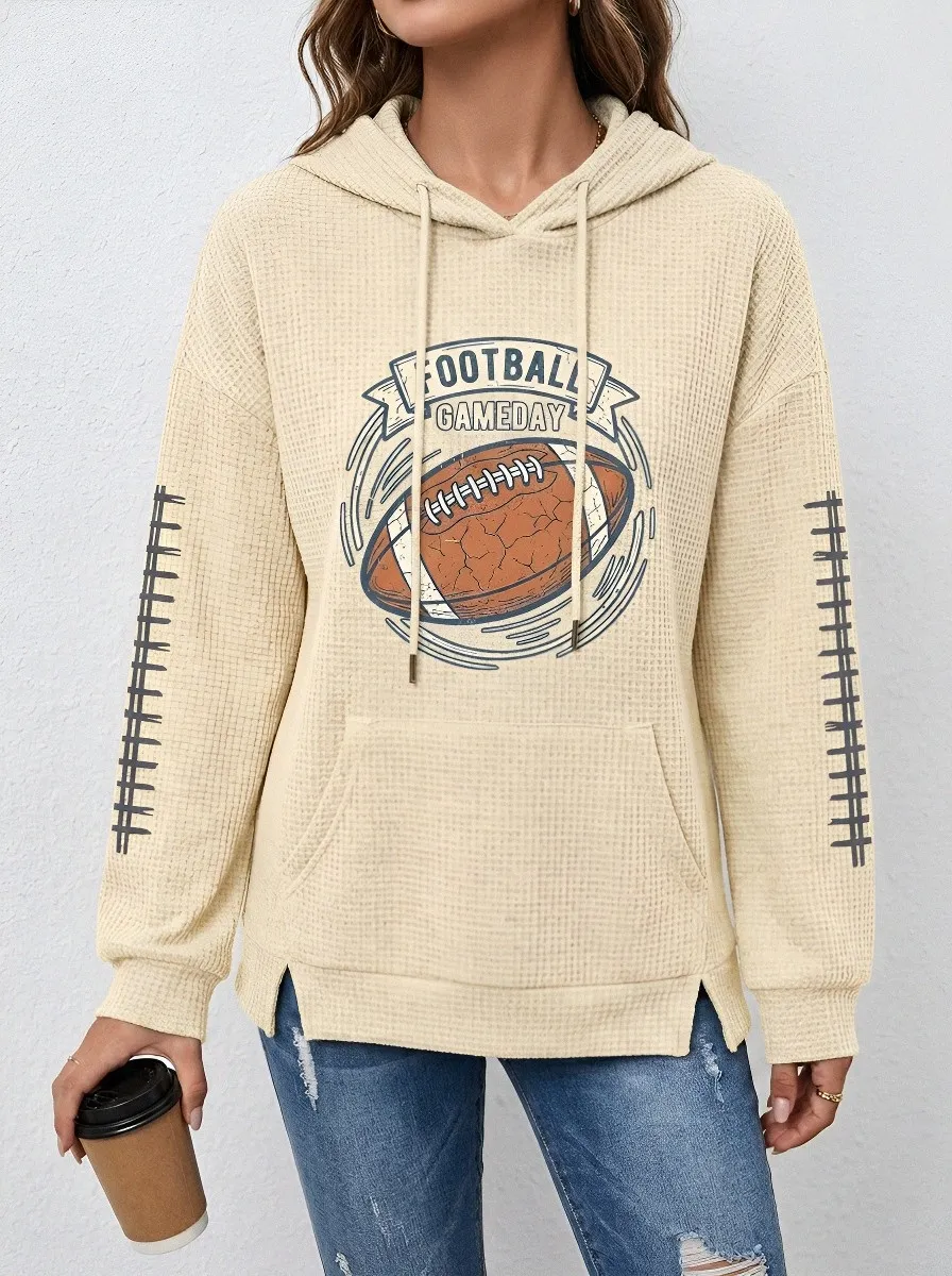 Women's Football Gameday Graphic Sleeve Printed Waffle Hoodie