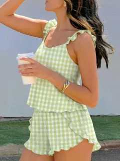 Everyday Refined Ruffled Top and Shorts Matching Set