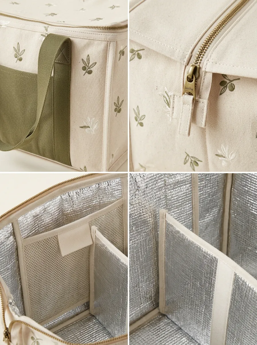 Botanical Olive Branch Printed Insulated Lunch Bag