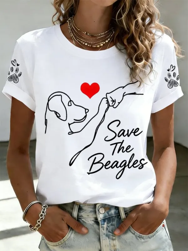 Women's Save The Beagles Print T-shirt