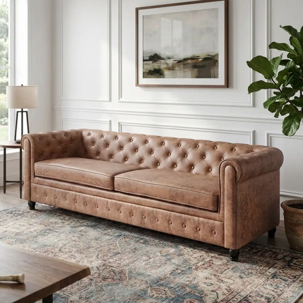 Tufted Upholstered Living Room Sofa