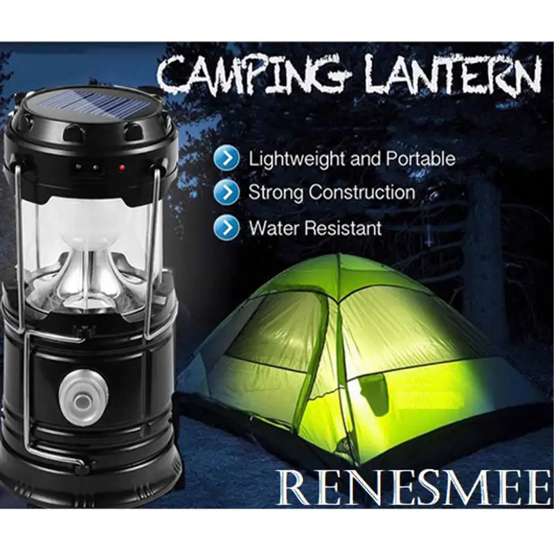 Rechargeable camping lantern 2 in 1 Solar LED Lamp