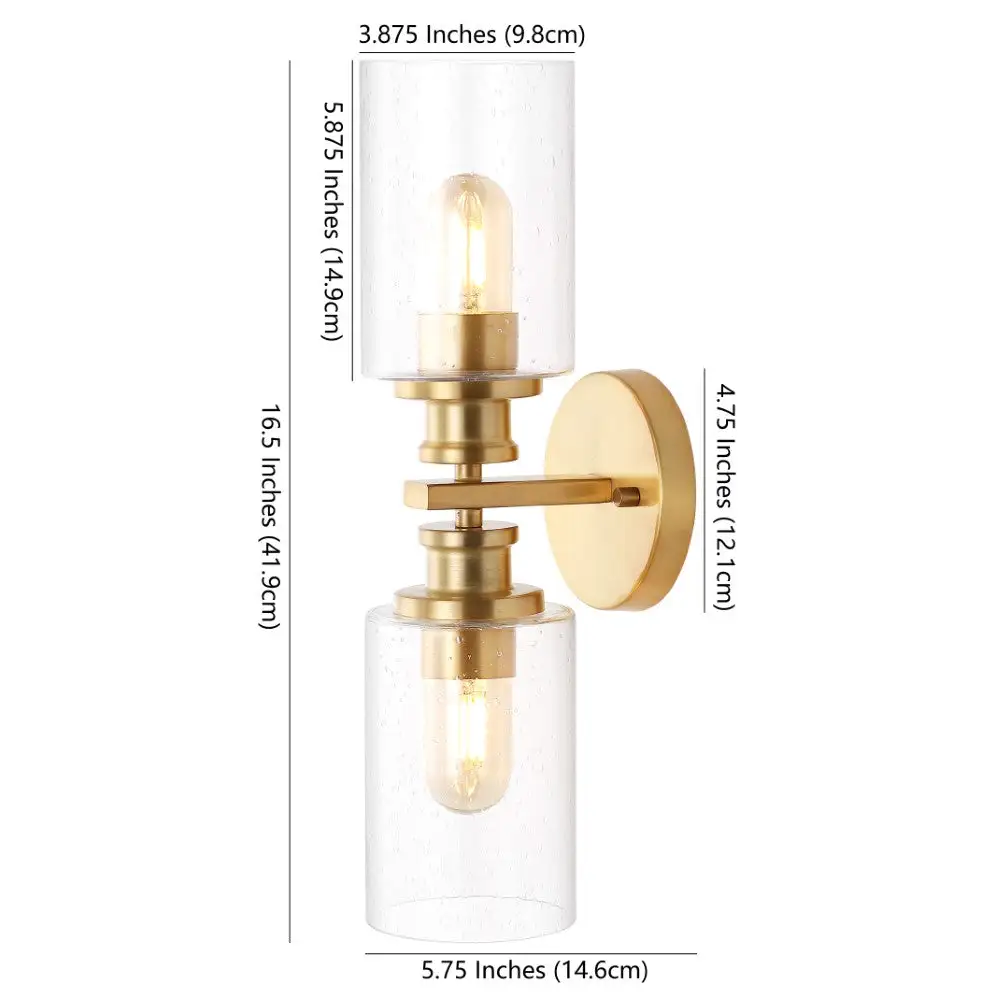 Cylinder Dual-Light Iron/seeded Glass Farmhouse Contemporary LED Wall Sconce