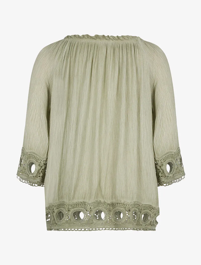 Refined Three Quarter Sleeve Relaxed Fit Blouse