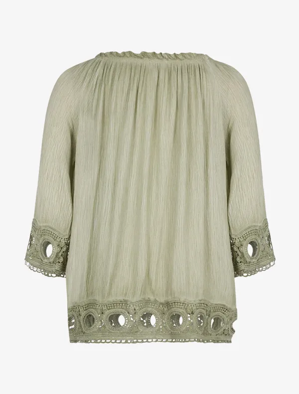 Refined Three Quarter Sleeve Relaxed Fit Blouse