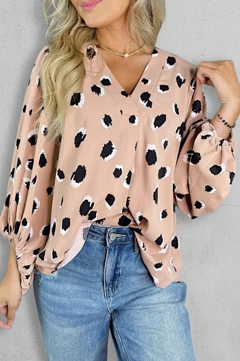 Leopard Print V-Neck Blouse