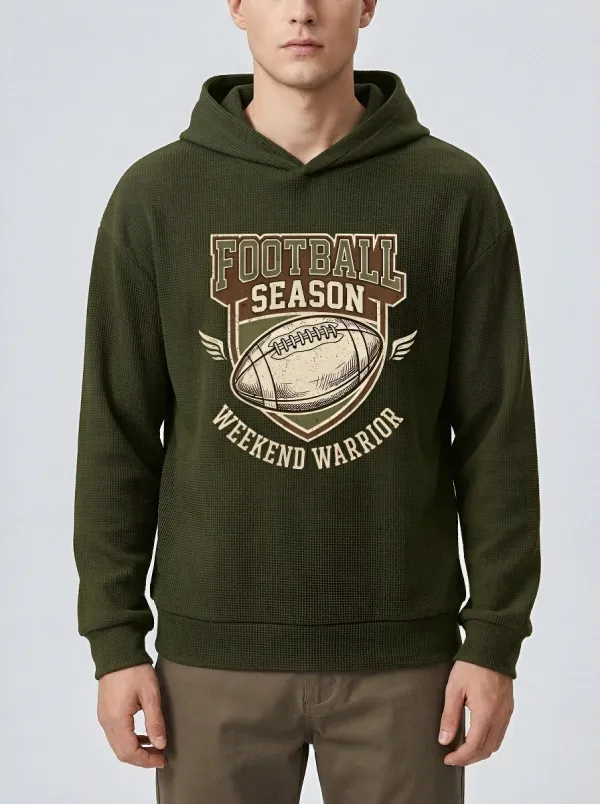 Men's Football Season Weekend Warrior Graphic Printed Hoodie