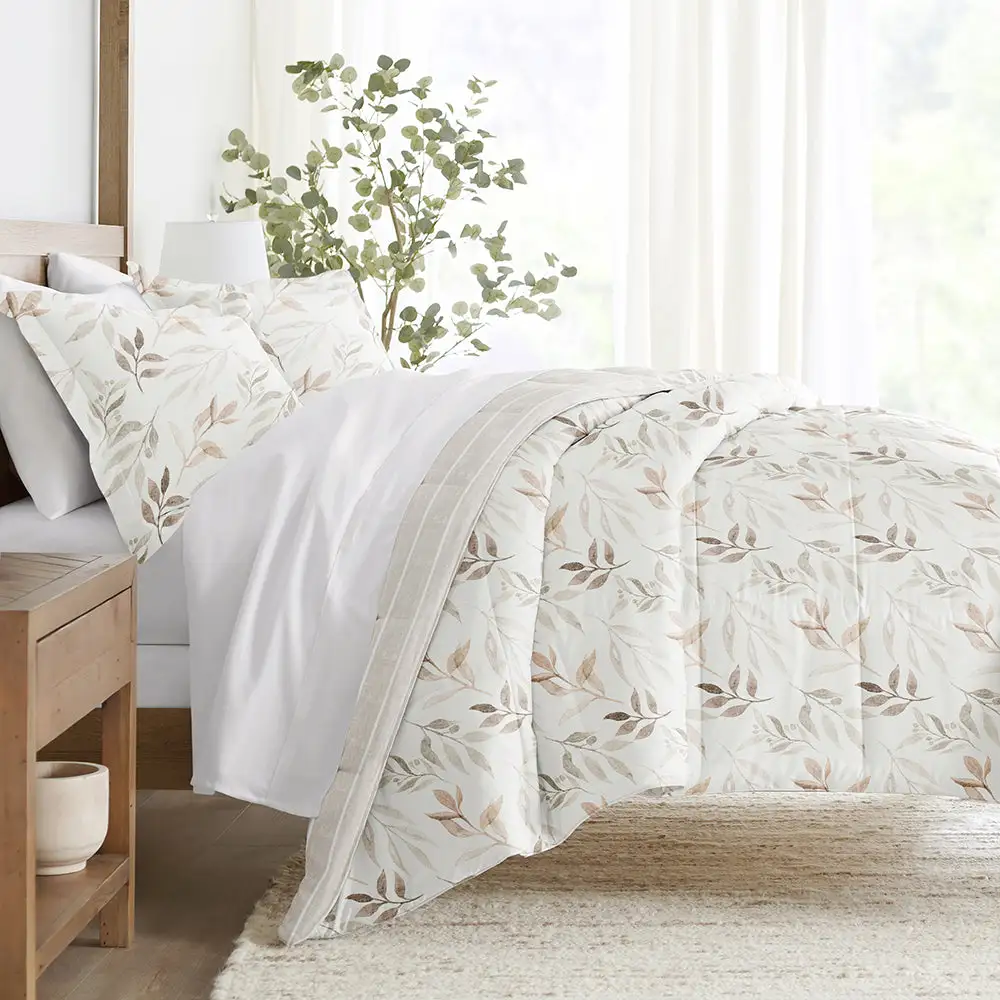 Foliage Stripe Reversible Down Alternative Comforter Set