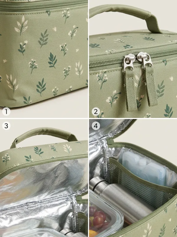 Botanical Floral Pattern Insulated Printed Lunch Bag