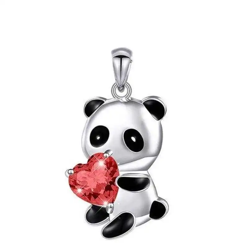 Women's Zircon Panda Heart Pendant Necklace