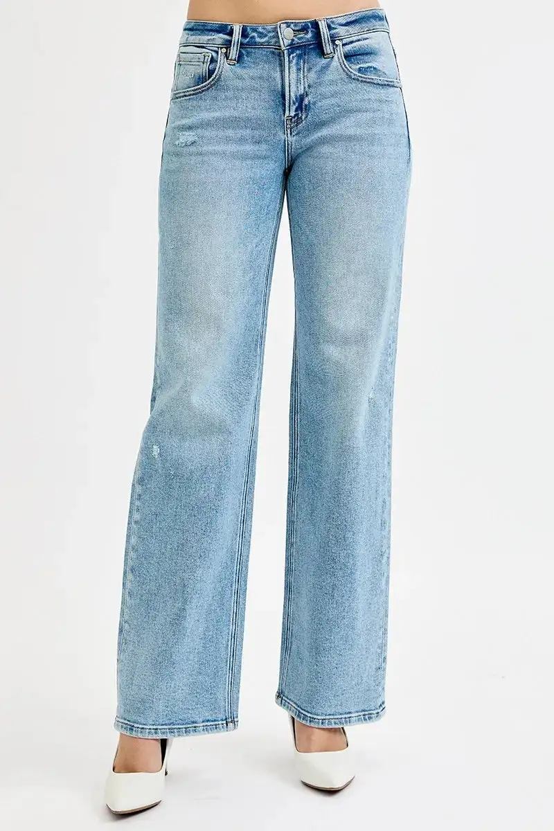 Low Rise Distressed Denim Jeans