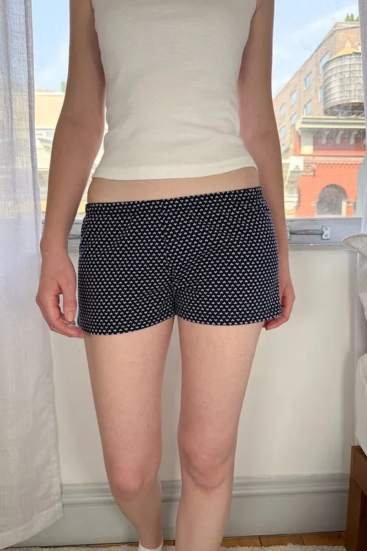 Navy Heart Pattern Shorts