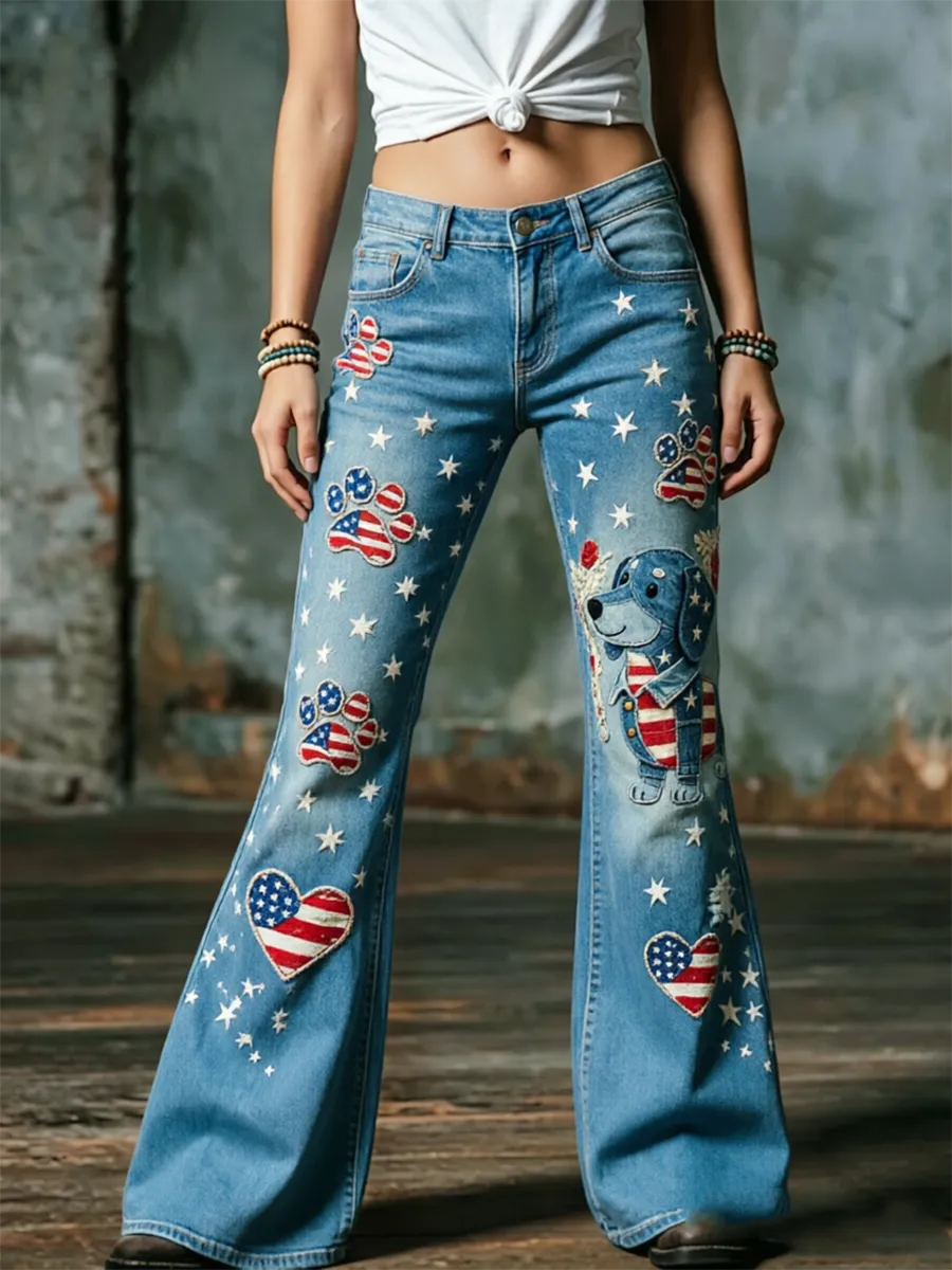 Women'S 250Th Anniversary Animal Printed Casual Jeans