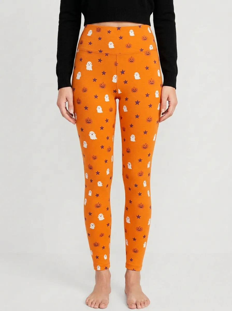 Women's Halloween Ghost Pumpkin Star Leggings