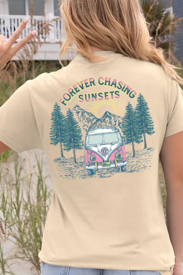 Van And Sunset - Chasing Printed T - shirt